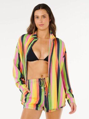 FARM Rio + Rip Curl Neon Stripe Shirt and Short Set